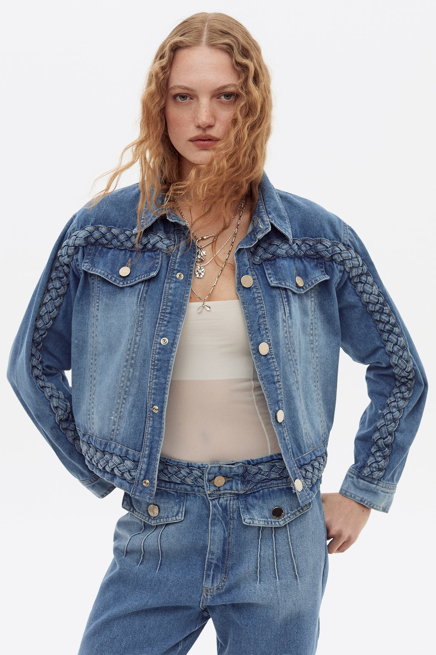 Campera Braided Celeste