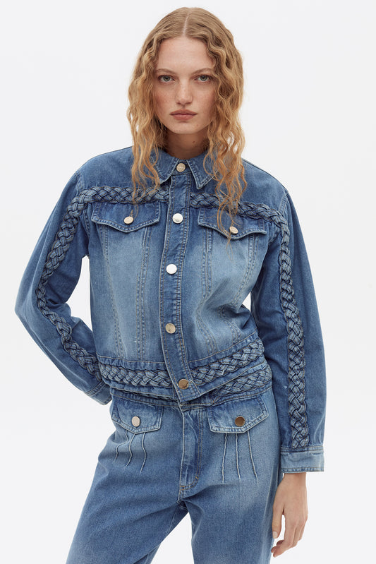 Campera Braided Celeste