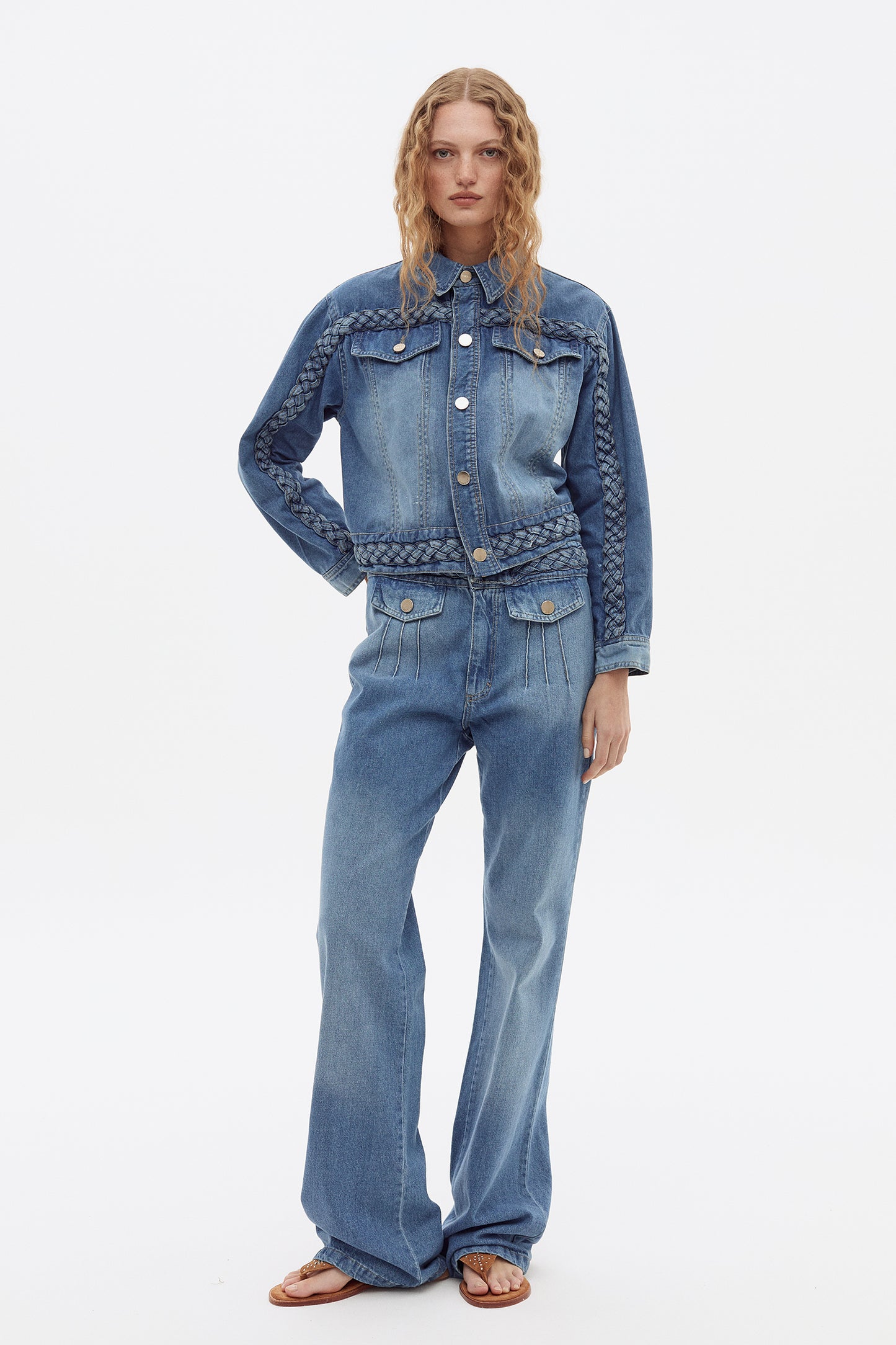 Campera Braided Celeste