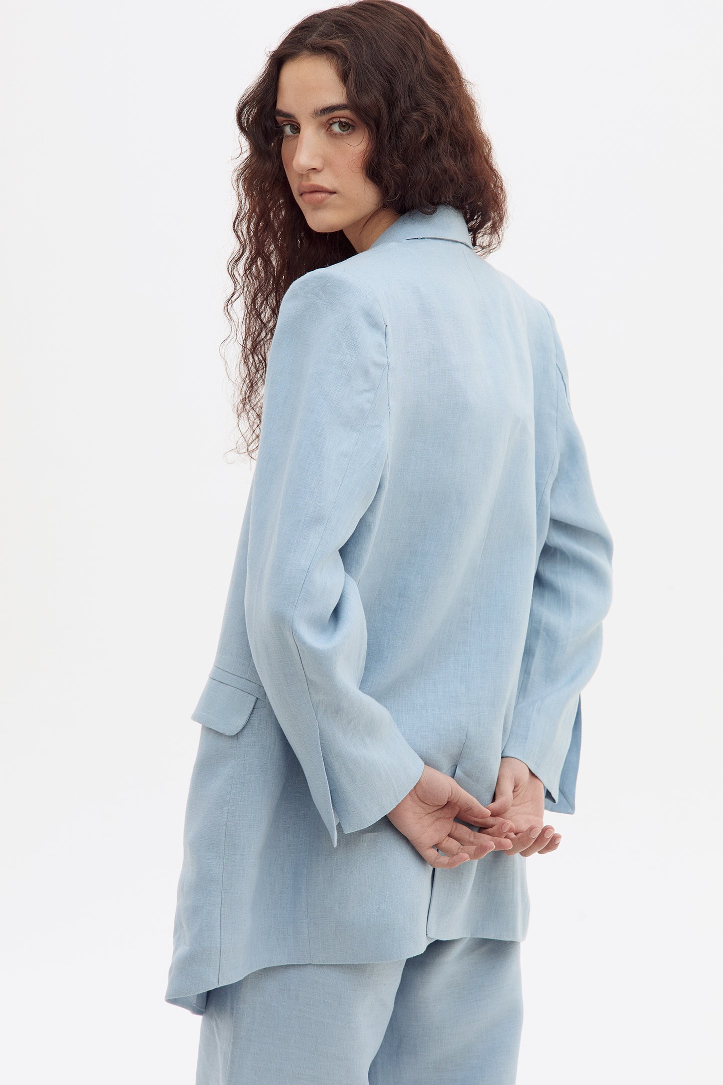Blazer Linen Celeste