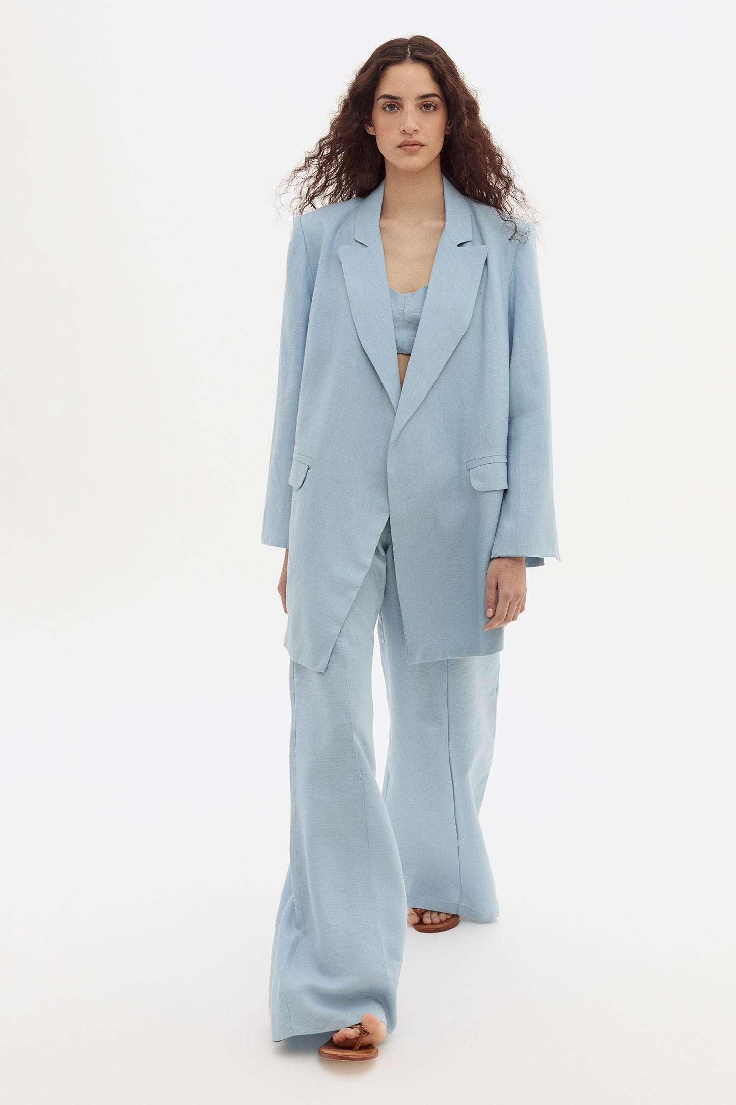 Blazer Linen Celeste