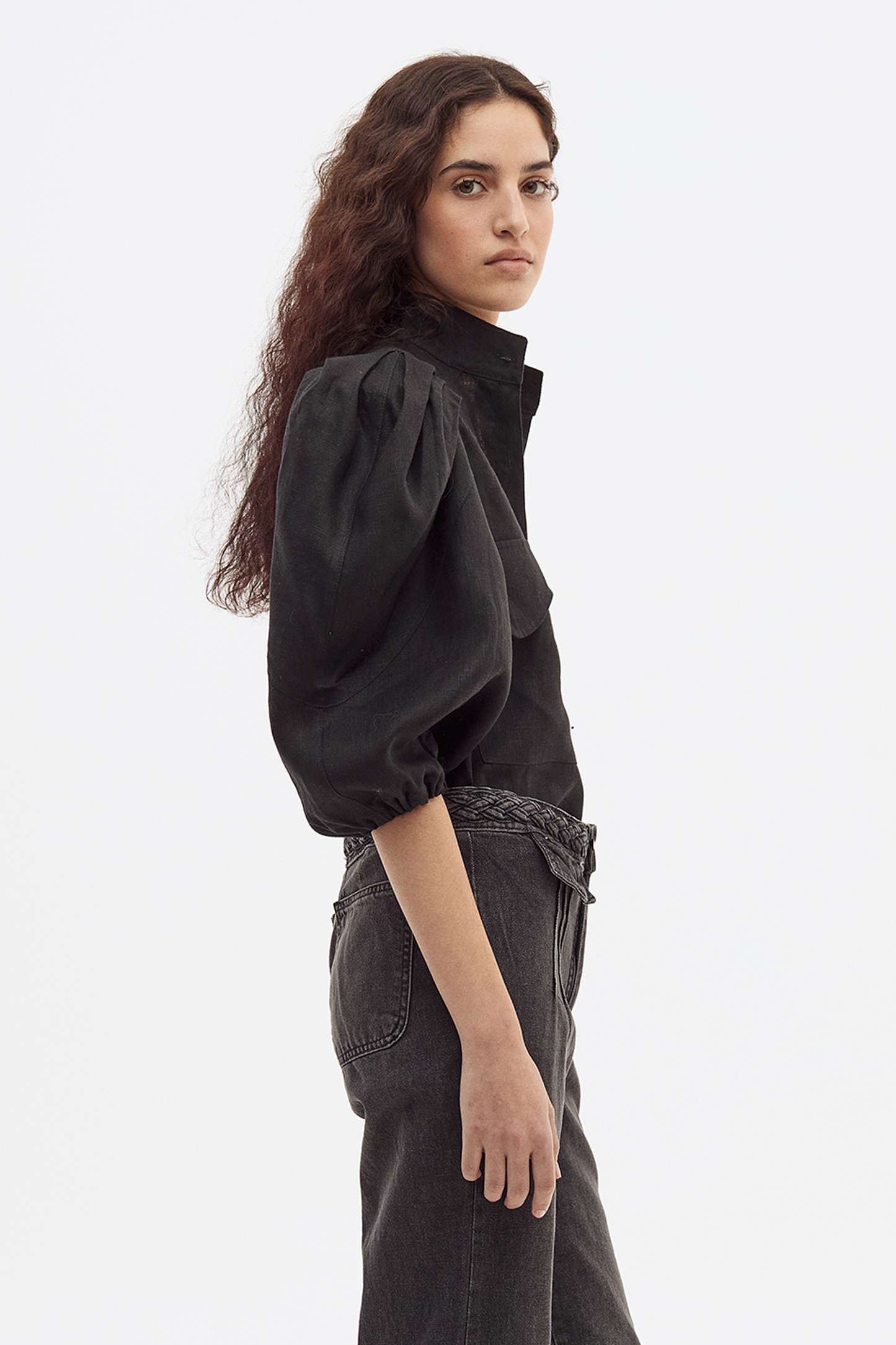 Blusa Flip Lino Negro