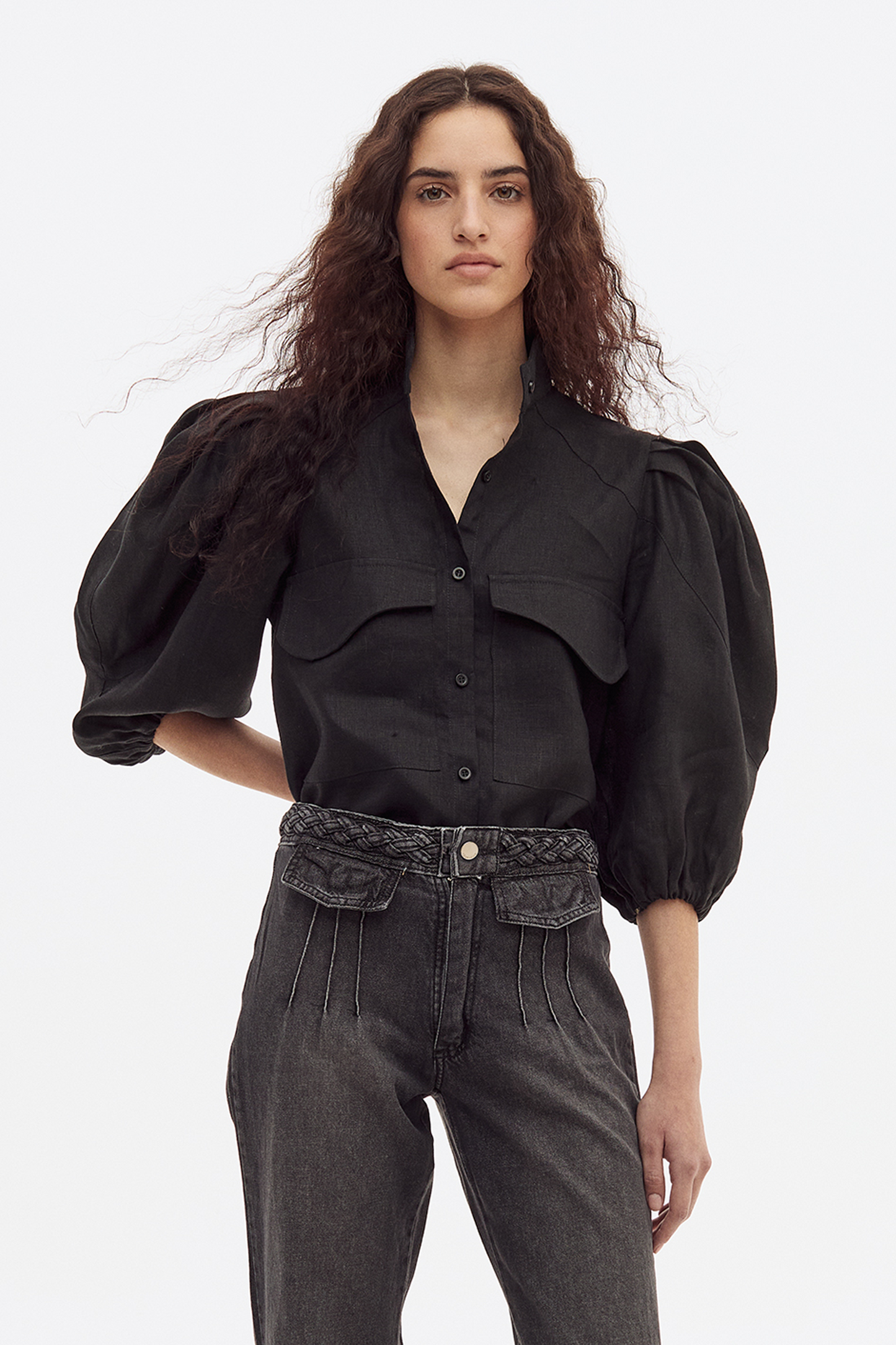 Blusa Flip Lino Negro