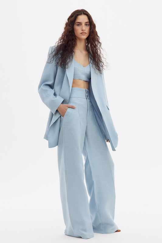 Blazer Linen Celeste