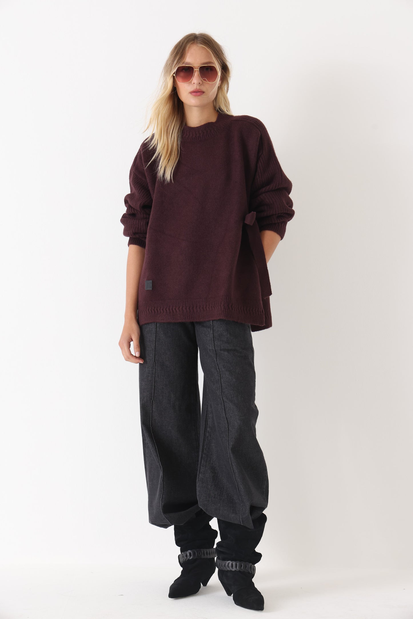Sweater Bow Borgoña