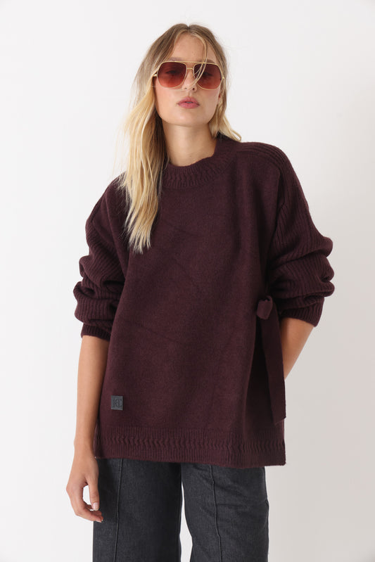 Sweater Bow Borgoña