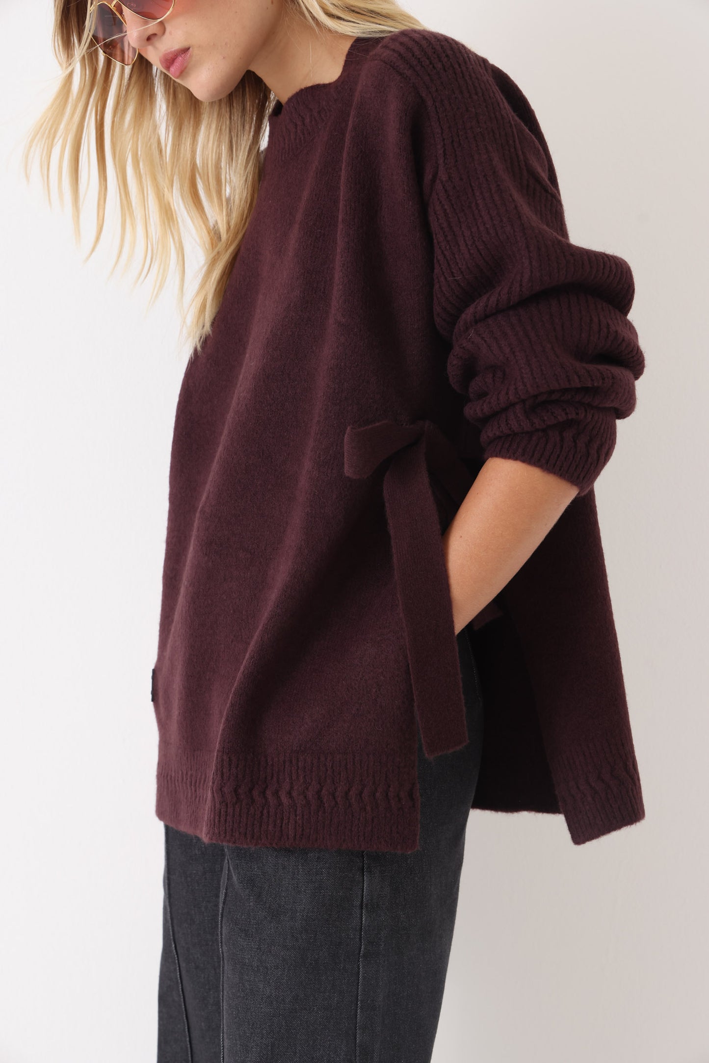 Sweater Bow Borgoña