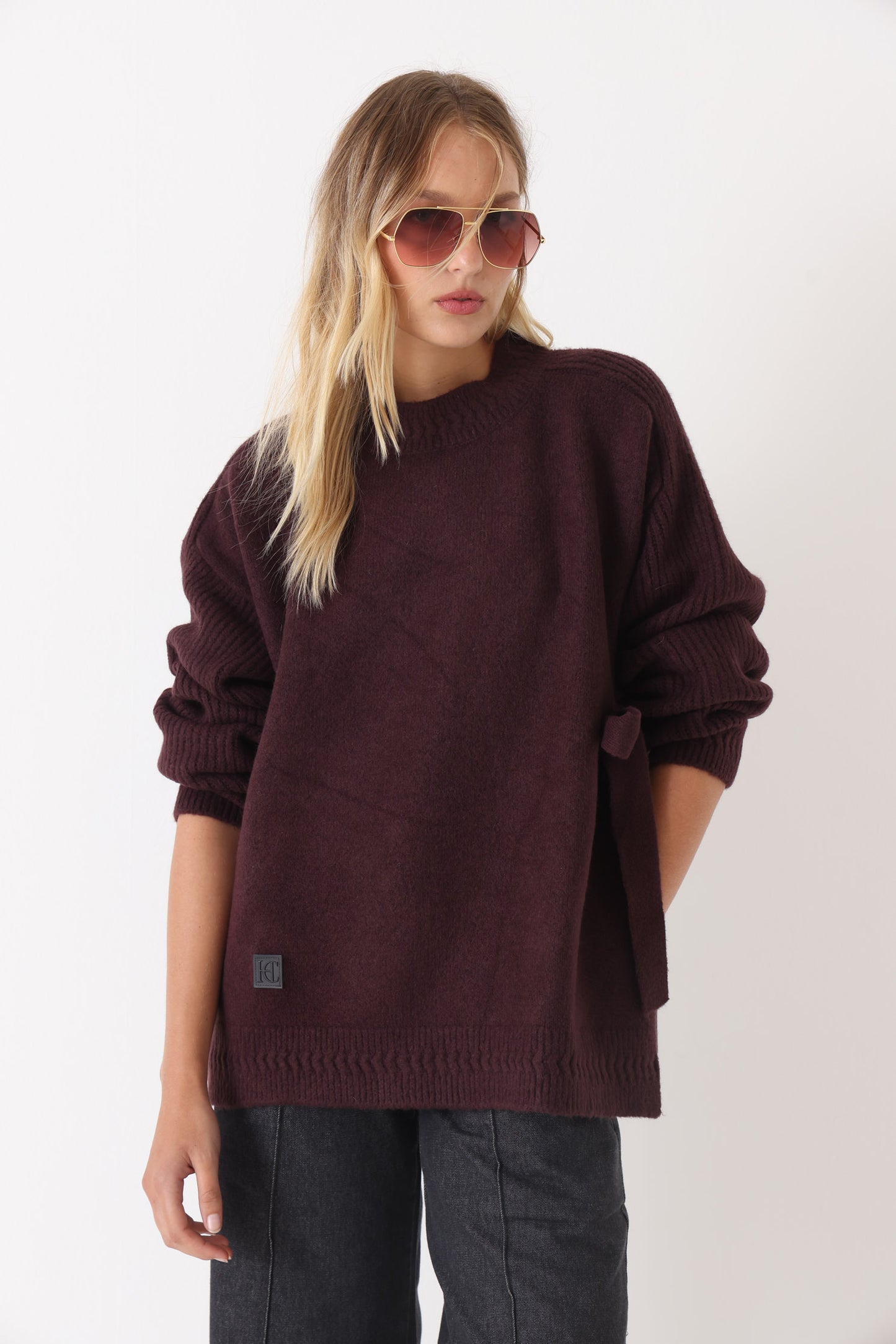 Sweater Bow Borgoña