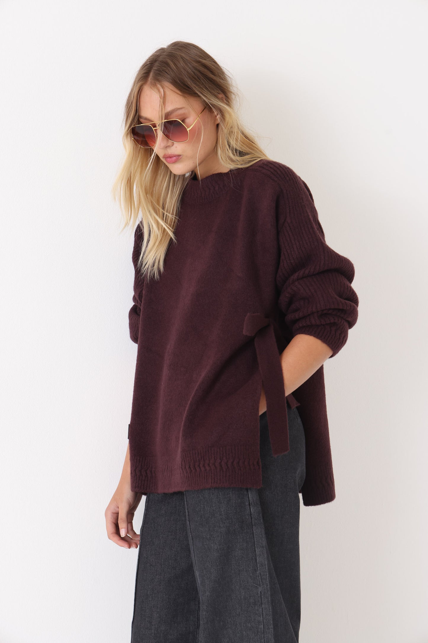 Sweater Bow Borgoña