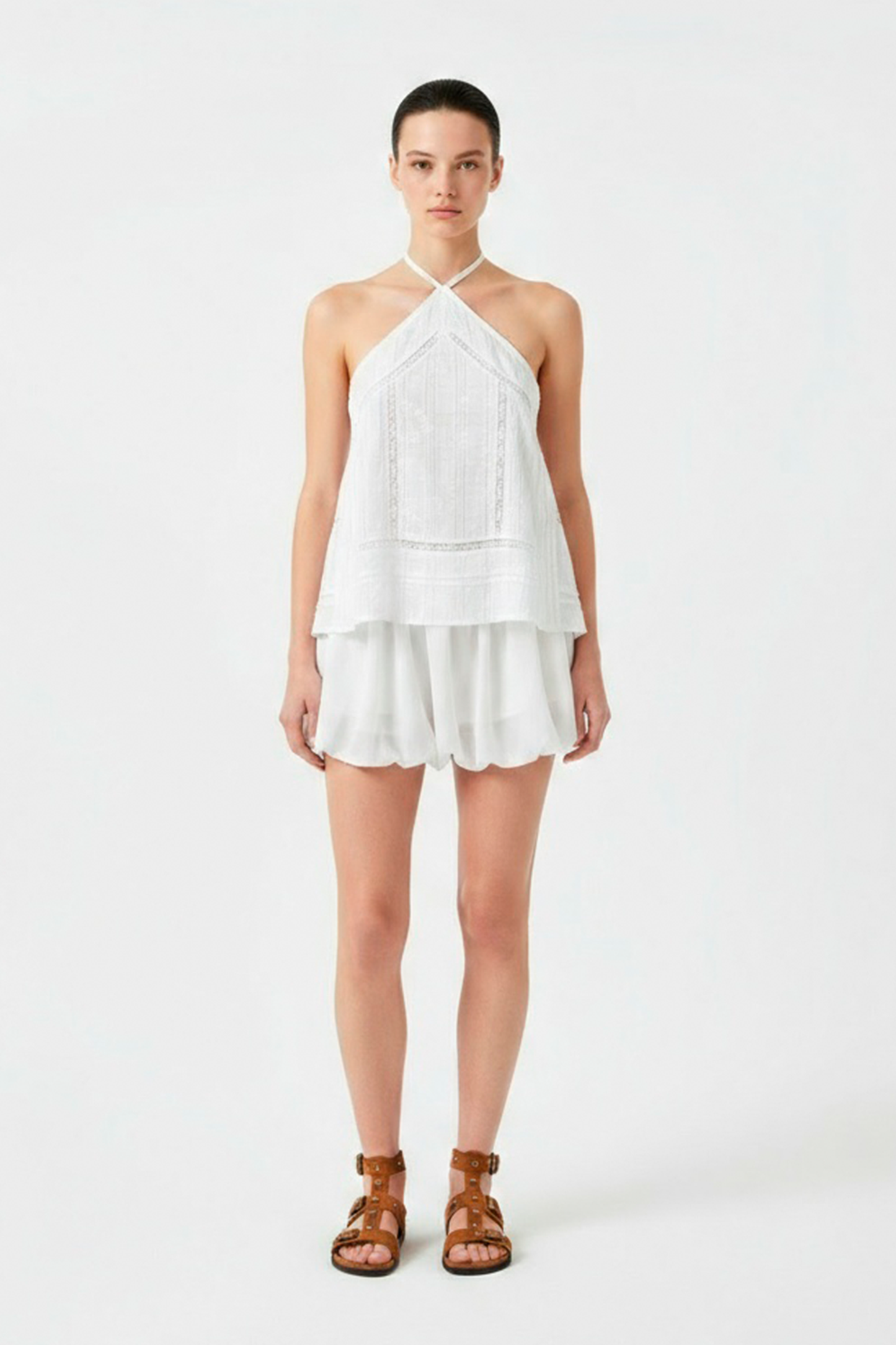 Falda Short Ciruelo Blanco