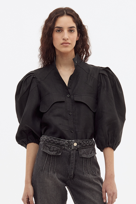 Blusa Flip Lino Negro