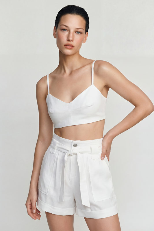 Short Linen Blanco